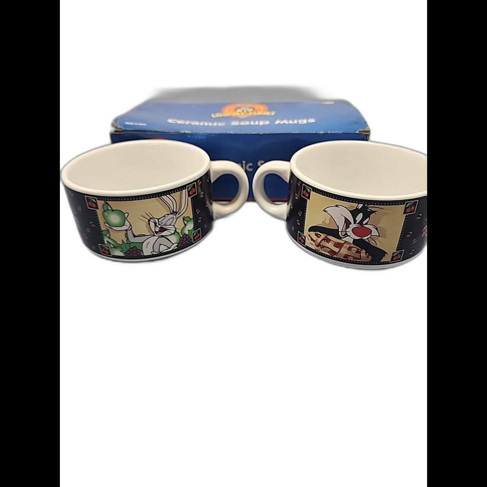 Looney Tunes 1998 Soup Mugs Bugs Bunny Sylvester And Tweety